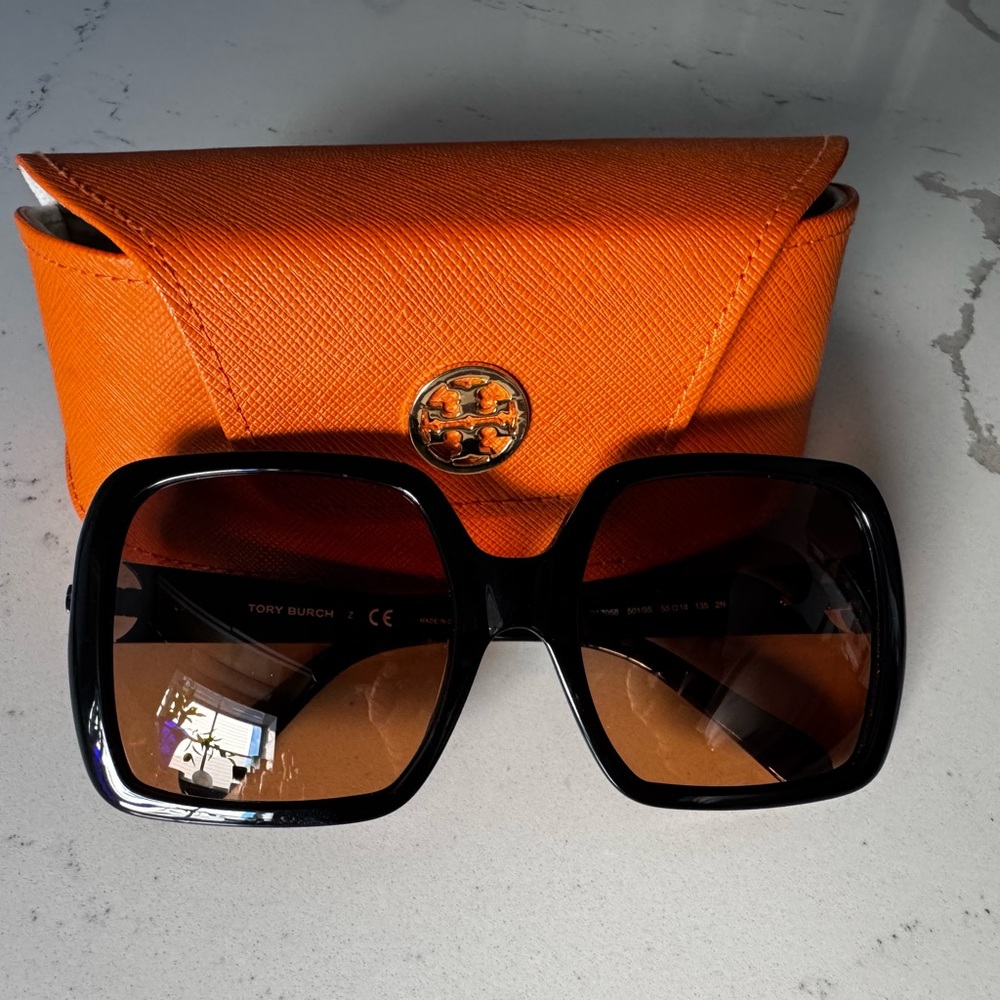Tory Burch Black Sunglasses with Orange Case